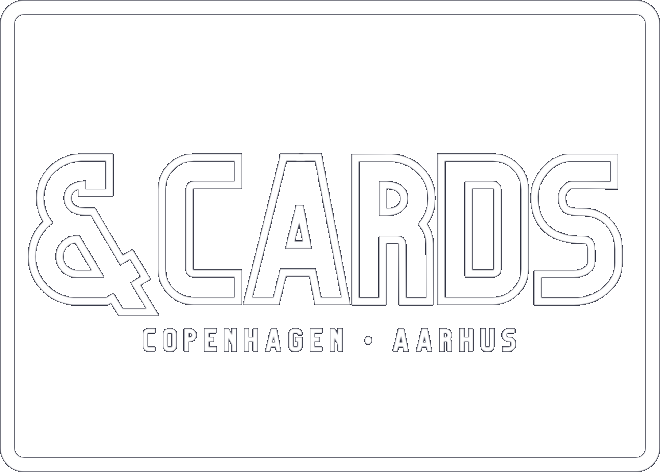 &Cards’ logo med teksten Copenhagen og Aarhus på mørk baggrund.
