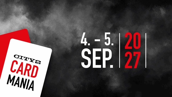 CardMania i City2: eventbanner med datoerne 4.–5. september 2027.